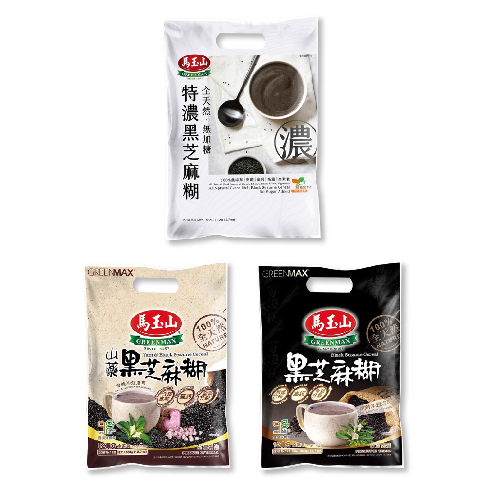 馬玉山黑芝麻糊 山藥黑芝麻糊 全天然無加糖特濃黑芝麻糊 30gx12入 現貨100 全天然高纖高鈣蝦皮直送 蝦皮購物