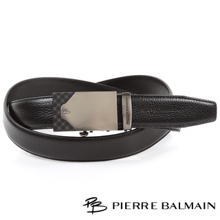 【PB皮爾帕門】時尚經典紳士頭層牛皮自動扣皮帶A57P71101F黑色