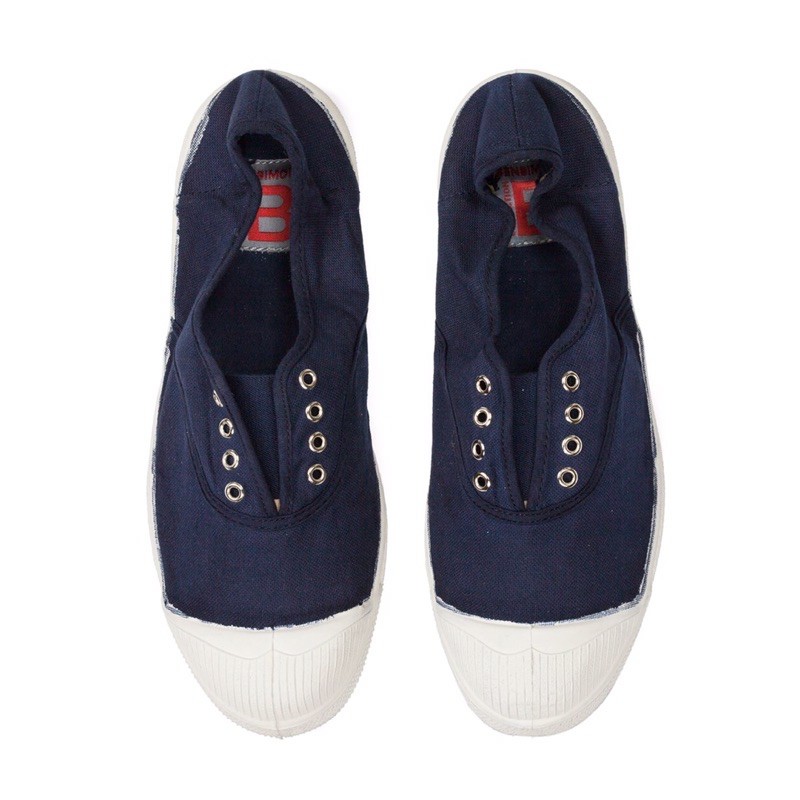 代購 法國bensimon ＥＬＬＹ款海軍藍色有鞋孔鬆緊帶帆布鞋