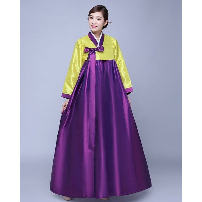 🌹手舞足蹈舞蹈用品🌹韓國表演服裝/傳統古典長款韓服-黃衣紫裙款/購買價$900元/出租價$400元