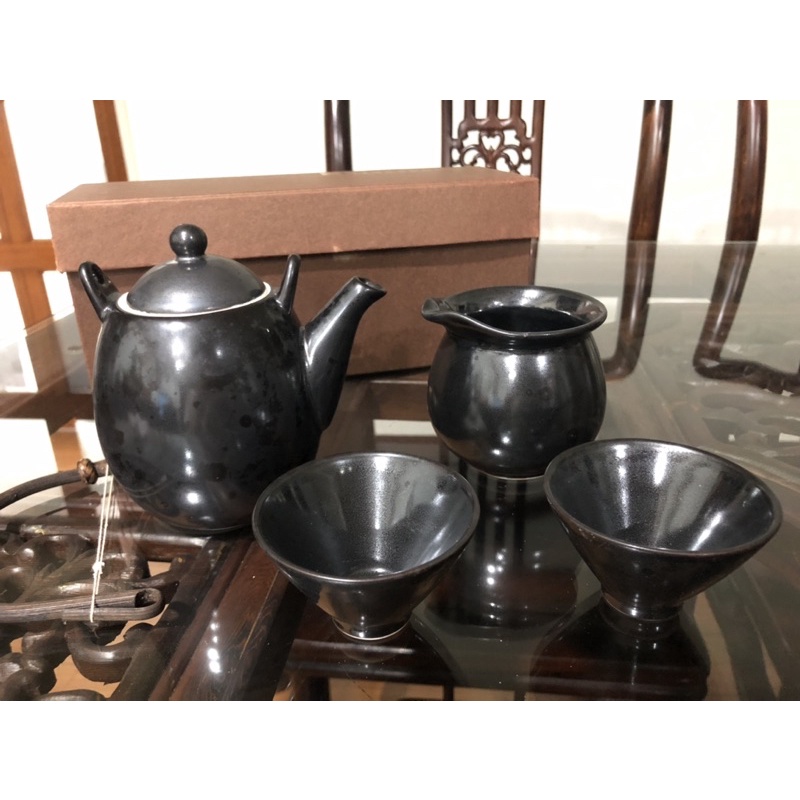 黑陶瓷茶具組 茶壺組 全新未用過 中華開發金股東會紀念品