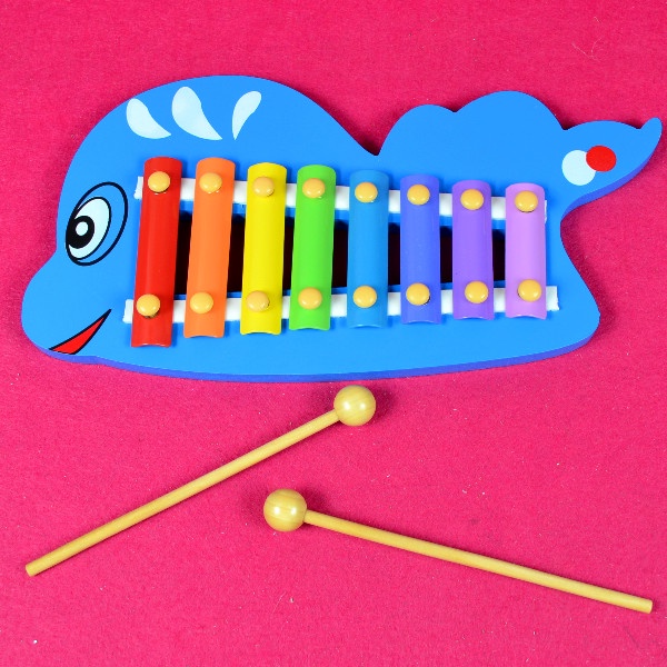 木製經典桌遊益智玩具 兒童八音階鐵琴 木琴八音琴手敲琴 鯨魚 檢驗合格 佳廷模型 M54242