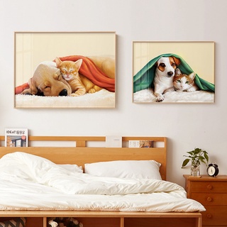 動物貓狗寵物溫馨藝術壁畫客廳臥室裝飾