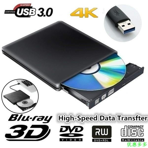 Usb 高速外部 Cd Dvd 驅動器 4k 3d 藍光播放器寫入器用於 Mac 的便攜式 Bd / Cd / Dvd
