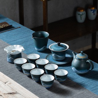 蘊華堂墨瓷茶具套裝 手工窯變蓋碗陶瓷茶具茶壺茶杯整套家用復古禮盒裝