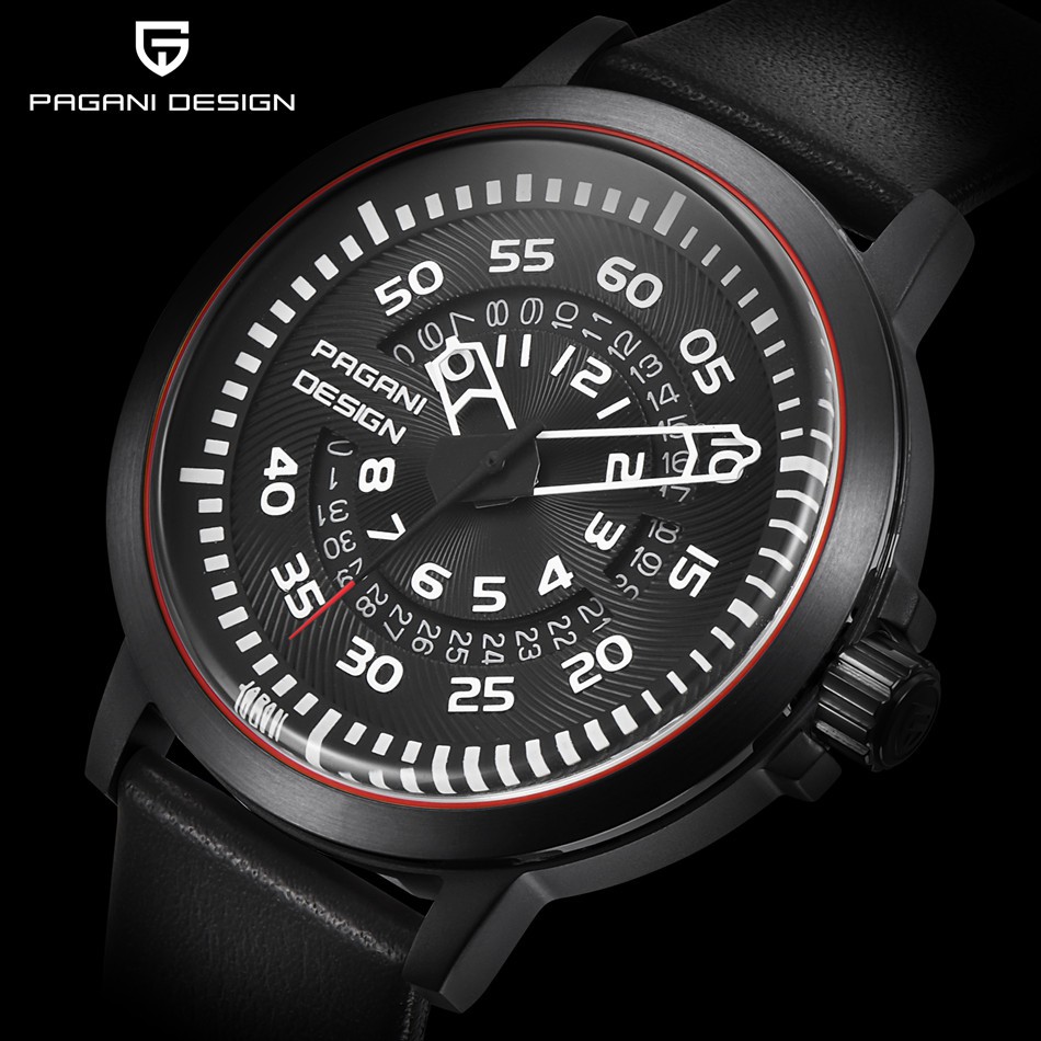 pagani design 帕加尼 設計獨特個性豪華防水日曆皮革石英手錶男士手錶