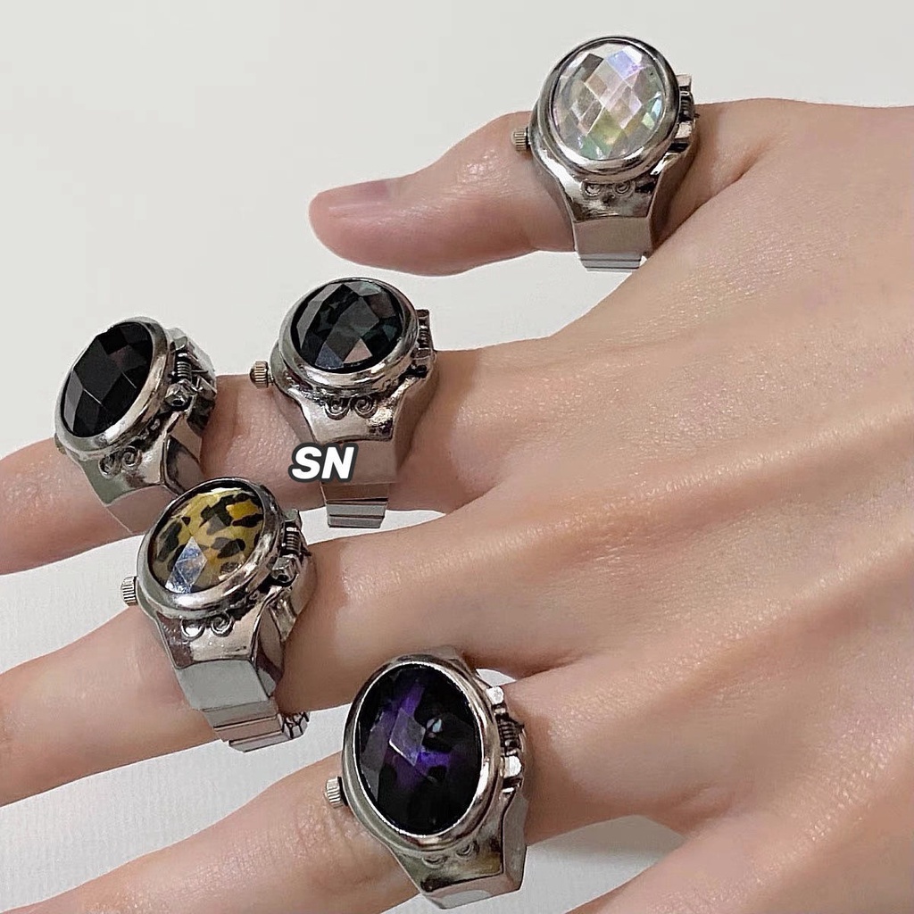 超火個性戒指復古百搭手錶戒指可看時間ins小眾設計情侶手指錶可調節戒指男潮