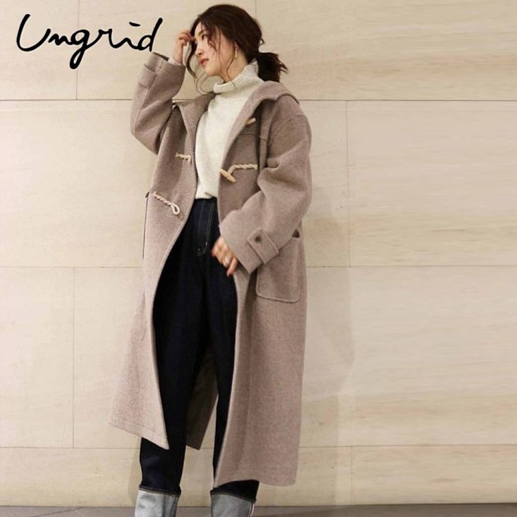 Ungrid [K1184-809] 牛角釦連帽大衣(2色)
