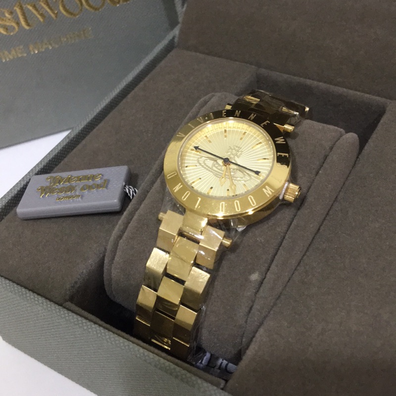 正品 Vivienne Westwood 英倫時尚個性優雅腕錶 金色 手錶