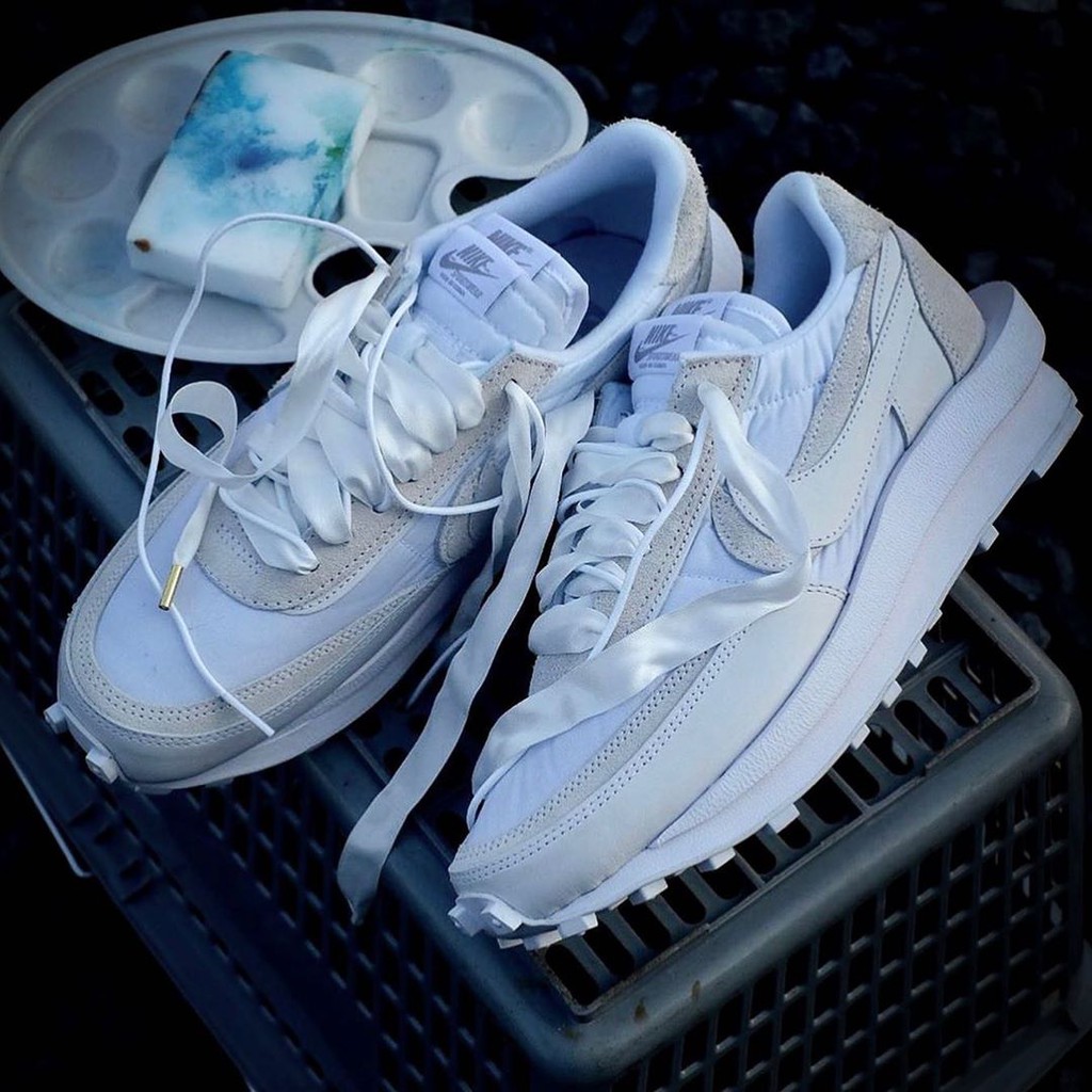 S.G Sacai x Nike LDV WAFFLE BV0073-101 解構 全白 綢緞鞋面 限量 聯名 慢跑鞋