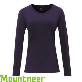 【Mountneer 山林 女款 V領紅外線彈性保暖衣《紫》】12K76/遠紅外線/貼身保暖/長袖內搭/悠遊山水