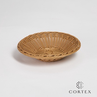 CORTEX 編織籃 仿籐籃 盤型W25 卡其色