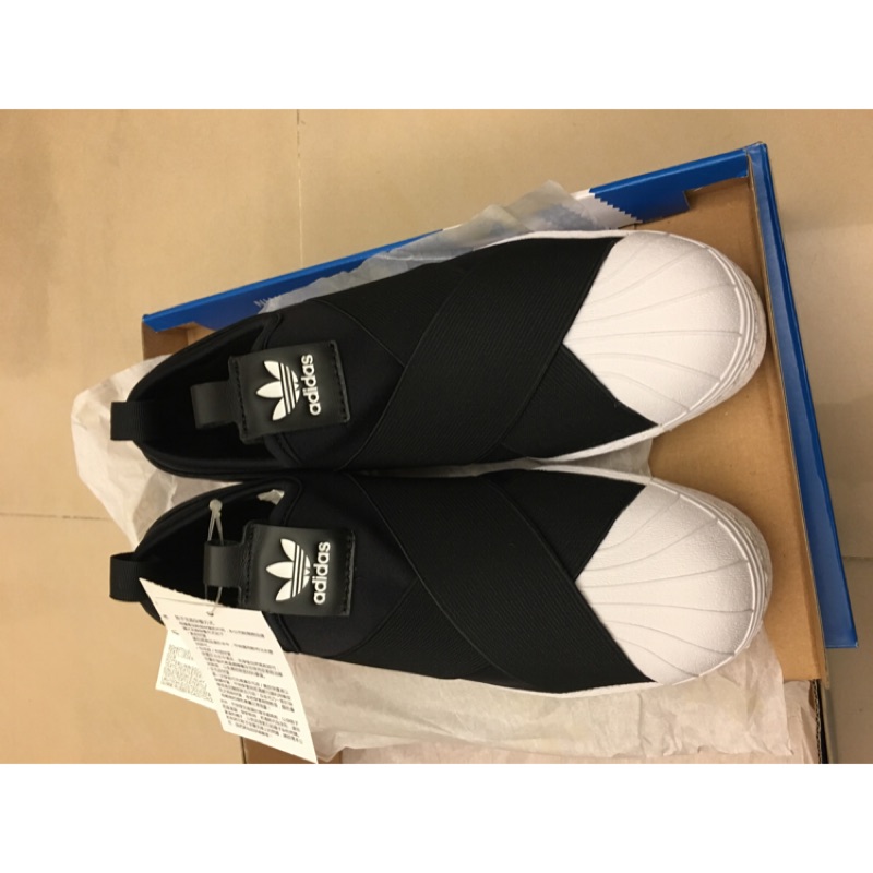 Adidas originals superstar slip on 繃帶鞋 23cm 黑色 休閒鞋 S81337