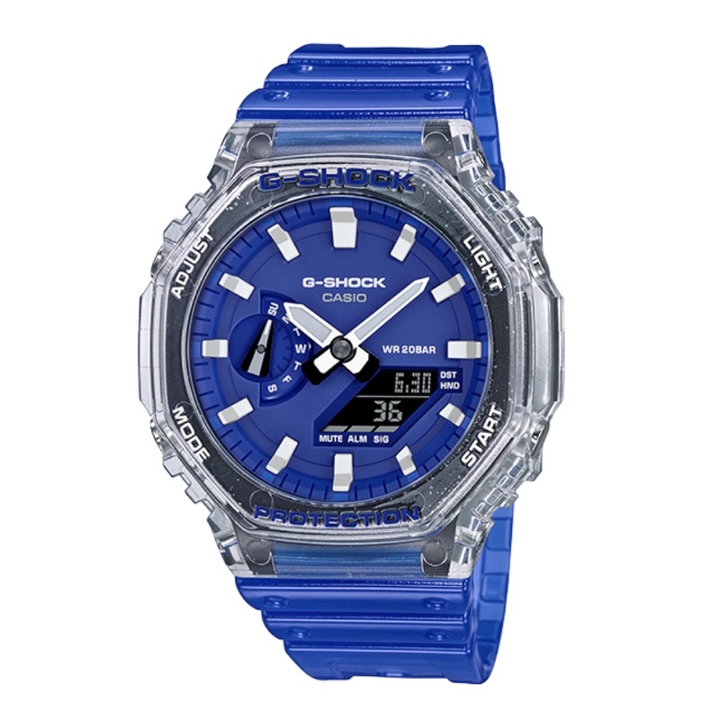 CASIO G-SHOCK GA-2100HC 透明 八角 藍色 農家橡樹 台灣公司貨 下標送玻璃保護貼