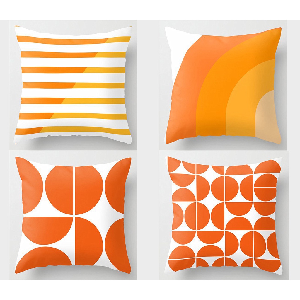 橘色幾何抱枕套 正方形客廳沙發裝飾抱枕套 辦公室枕套 汽車枕套70×70,60×60,50×50,45×45,40×40