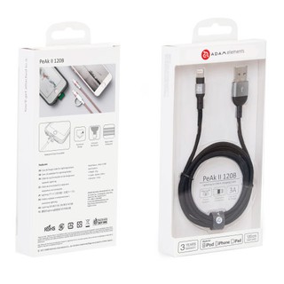 現貨免運【亞果元素】 ADAM PeAk II Lightning Cable 120B金屬編織傳輸線-太空灰MFi認證