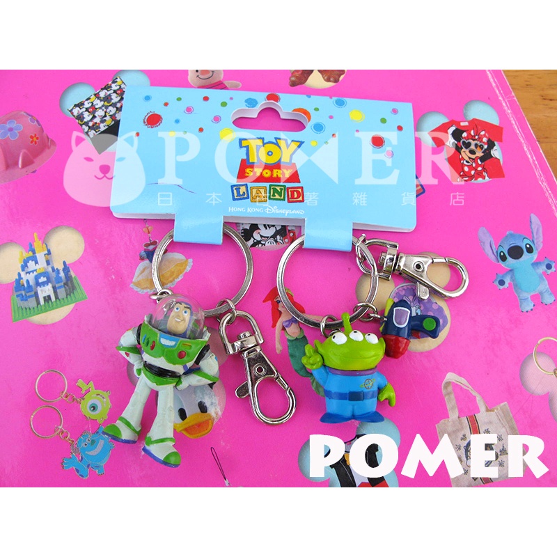 ☆POMER☆香港迪士尼樂園 絕版正品 皮克斯 玩具總動員 巴斯光年 三眼怪 雷射槍 立體公仔 鑰匙圈 吊飾 禮物 收藏