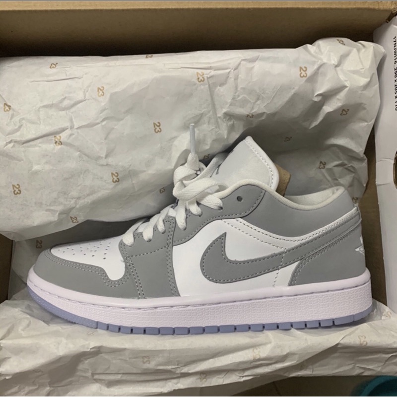 小dior預購air Jordan 1 Low White Wolf Grey Wmns 煙灰冰底女鞋 蝦皮購物