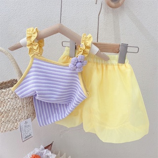 女童夏季洋氣花朵背心小女孩網紅時髦小可愛寶寶舒適可愛無袖上衣