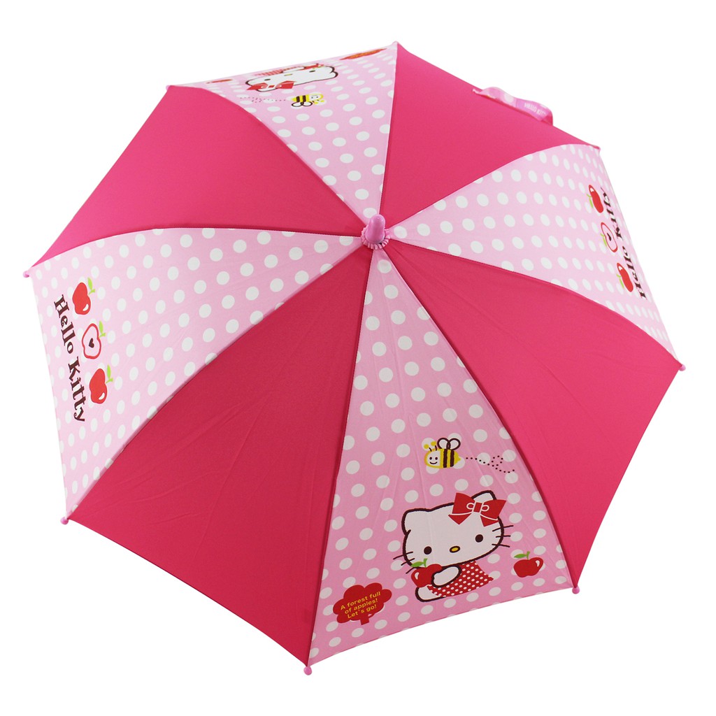 卡漫城 - Hello Kitty 童傘 粉桃點點 ㊣版 按壓 兒童 雨傘 三麗鷗 凱蒂貓 自動傘 直立傘 手把 安全