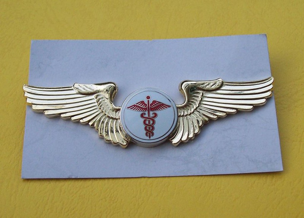 可欣台灣精品：老式空軍金色初級軍醫飛行徽章（銅質/螺絲）