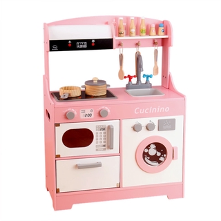 兒童木質模擬玩具 做飯煮飯聲光廚具 幼兒園木製過家家發聲廚房玩具 兒童過家家廚房玩具 女孩模擬廚具玩具 孩童煮飯【包郵】