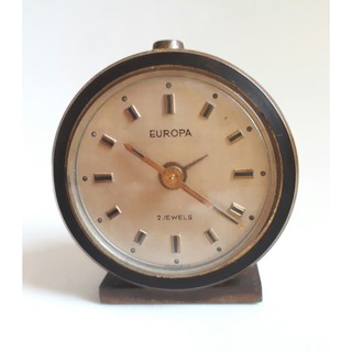 德國製【 EUROPA 】早期機械式 發條式鬧鐘 機芯二鑽 全金屬材質相當厚實。