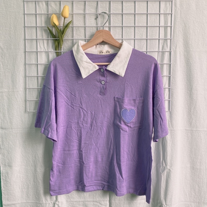 紫色愛心口袋polo衫