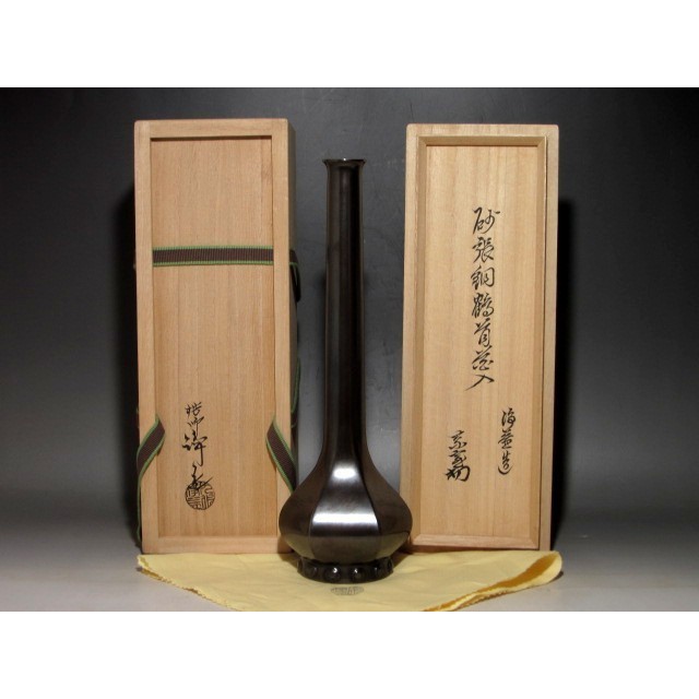 比比昂 日本茶道具浄益 千家十職中川浄益砂張銅鶴首花入裏千家淡々斎花押 ｃ39 蝦皮購物