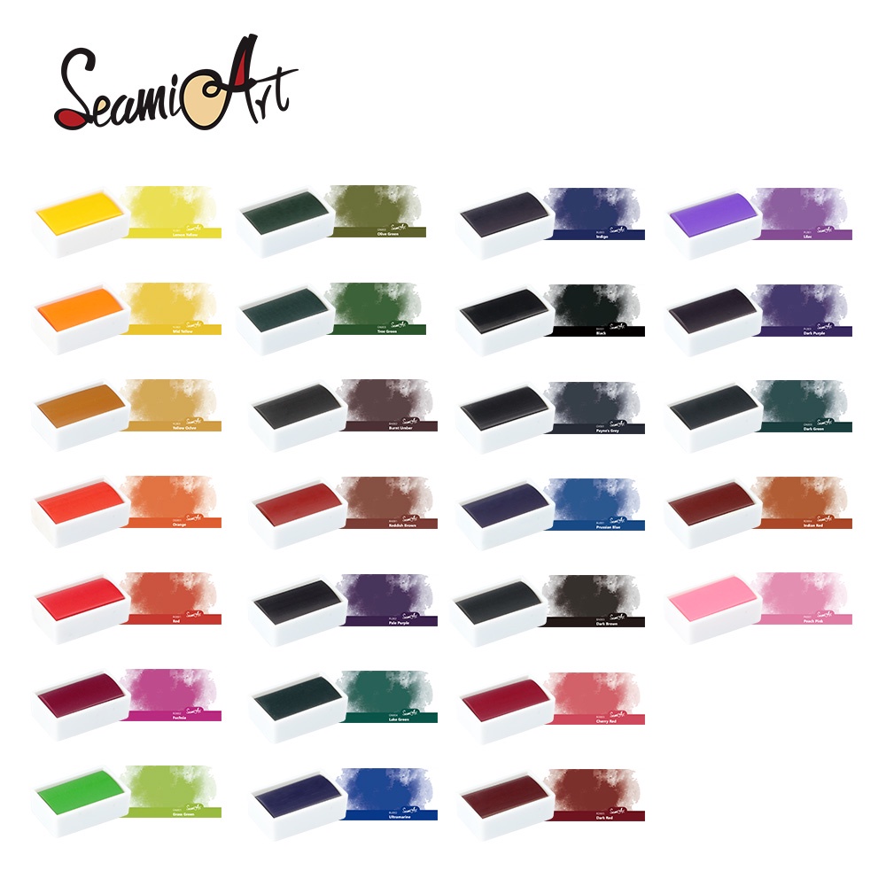 Seamiart 32 色單件全塊專業級固體水彩顏料【西米藝術】 人物畫 動漫 顏料 繪畫 美術
