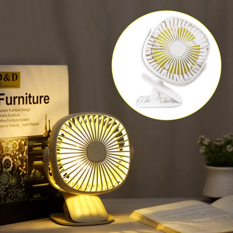 LED Light Mini Fan Desktop Fan Clip Fan with LED Night Light