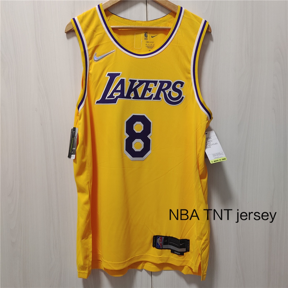 全新 NBA TNT 球衣 75 號正品 L.A.Lakers Kobe Bryant 8 號運動球衣背心黃色 JNic