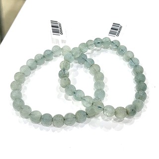 『晶鑽水晶』海水藍寶手鍊 7.5~9.5mm 天然色~無染色-無最佳化~超強護身符 凈化心靈的最佳寶石 喉輪