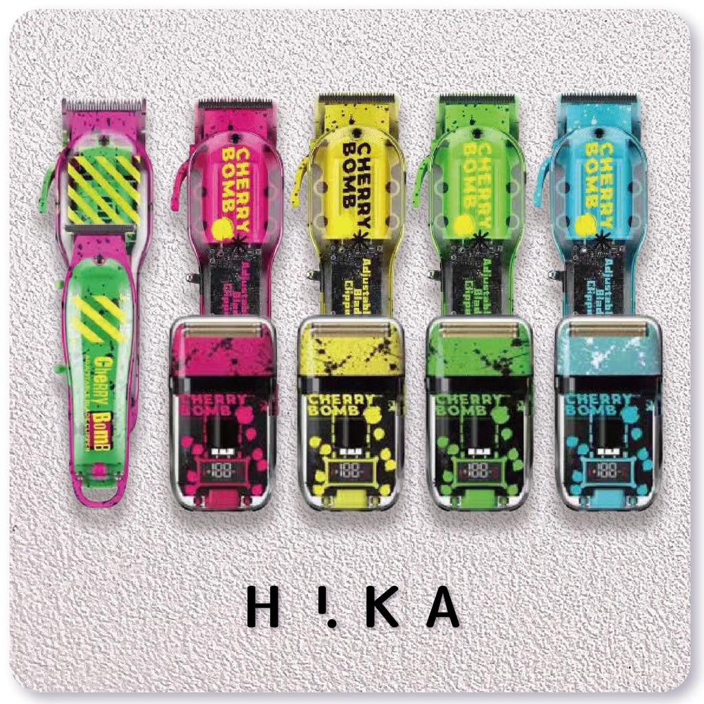 嗨咖 𝗛𝗶𝗞𝗔┃ 𝐂𝐇𝐄𝐑𝐑𝐘 𝐁𝐎𝐌𝐁 櫻桃炸彈 電推剪 透明電剪 剃頭刀電動 塗鴉透明炫彩機身 4小時強力續航