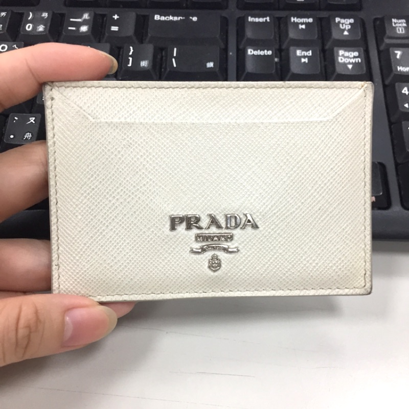 Prada 卡夾卡片夾名片夾灰白色 蝦皮購物