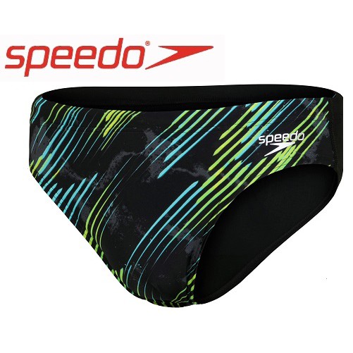 ~有氧小舖~2021 SPEEDO 成人競技型三角泳褲 Allover 7cm 黑X電光花紋