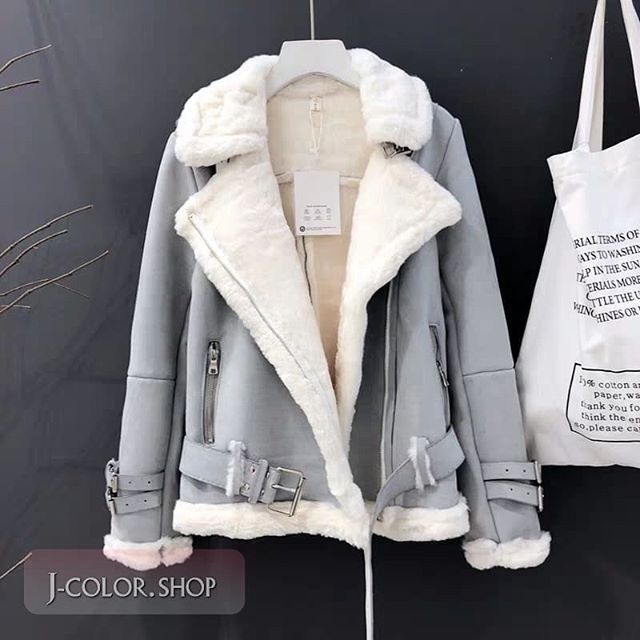 現貨+預購~J-color~秋冬羊羔毛西裝領外套仿麂皮寬鬆加厚機車外套