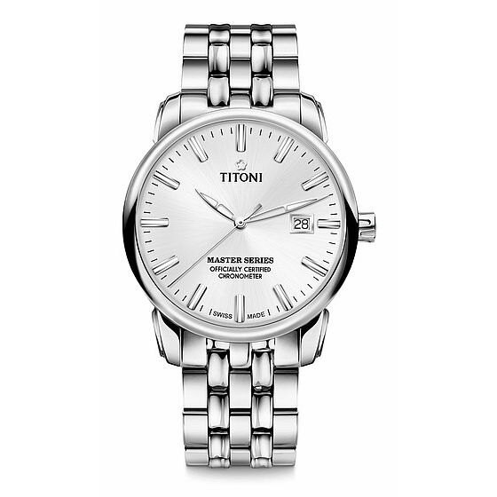 TITONI 瑞士梅花錶大師系列 83188S-575 精密時計自動機芯腕錶/銀面 41mm