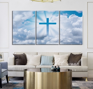 極有家 聖光十字架 基督教掛畫 耶穌 基督教十字架 以馬內利十字架 基督教徒客廳裝飾畫 玄關掛畫 房間裝飾壁畫 禮物