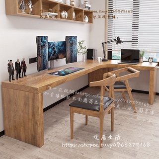 <暖居生活>全實木轉角書桌家用辦公學習桌寫字工作臺臥室學生l型電腦桌拐角