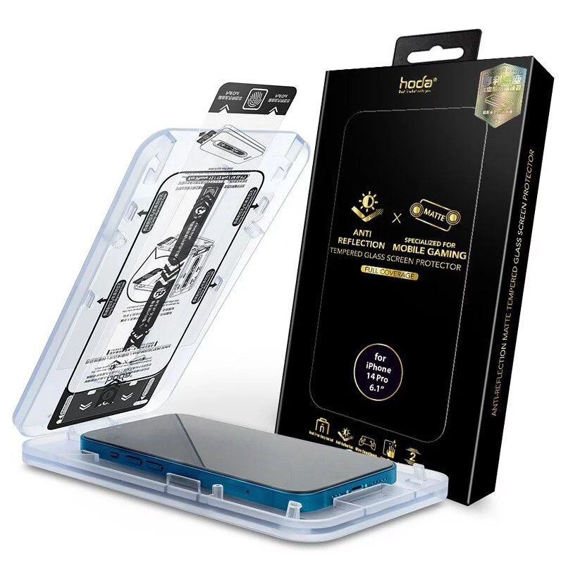 Hoda iPhone 14 Pro / 14系列&amp;13系列 手遊專用霧面AR抗反射滿版玻璃保護貼 附無塵太空艙貼膜神器