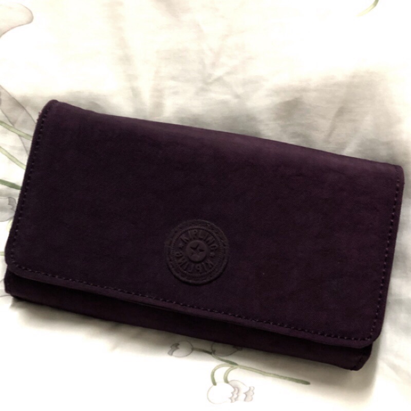 Kipling 深紫色 多夾層中夾 長夾 錢包 鈔票零錢卡片收納 專櫃正品 品牌錢夾