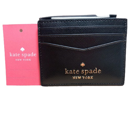 ✨全新現貨✨ 新款Kate spade 素面立體Logo防刮皮革卡夾 多夾層 名片夾 兩面萬用小夾 信用卡夾 💝
