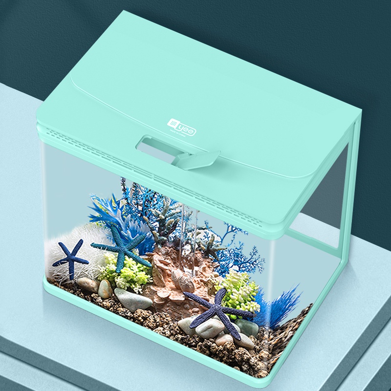 超白小魚缸造景小型客廳家用桌面懶人金魚玻璃缸裝飾生態免換水 蝦皮購物
