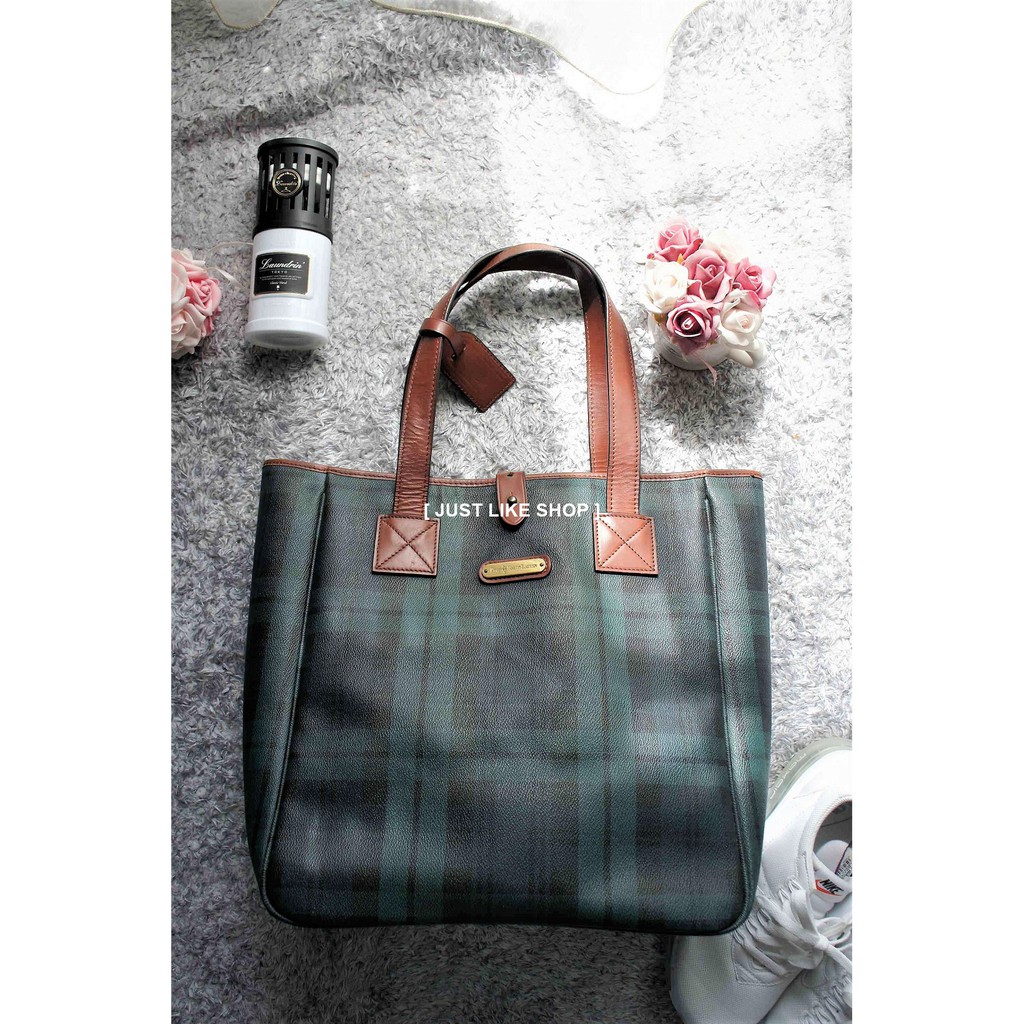 [ JUST LIKE ] 美國貴族品牌 POLO RALPH LAUREN 經典款招牌包 綠色格紋大托特包 肩背購物包