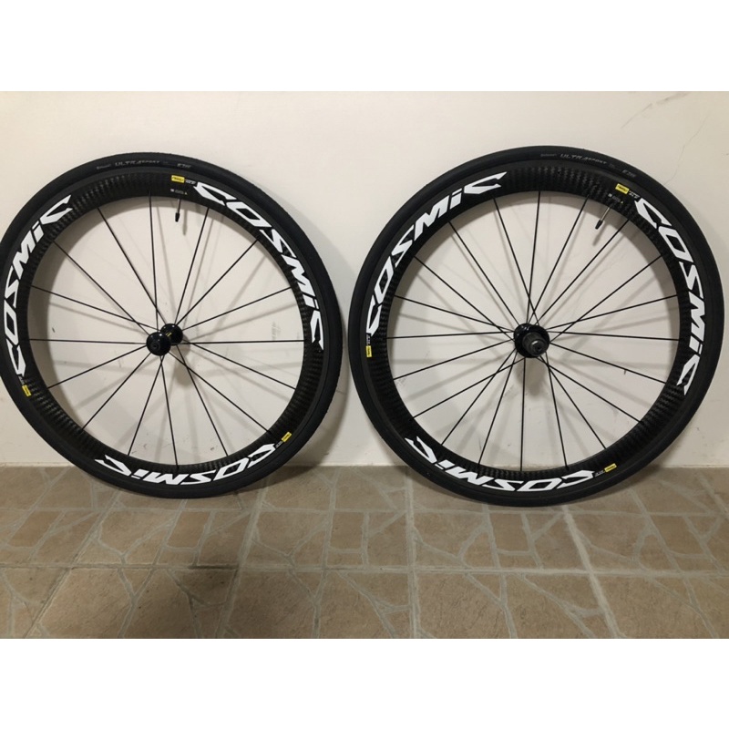 MAVIC Cosmic SLE 碳纖板輪 陶瓷煞車邊（二手9成5新，含馬牌、Vittoria內外胎）