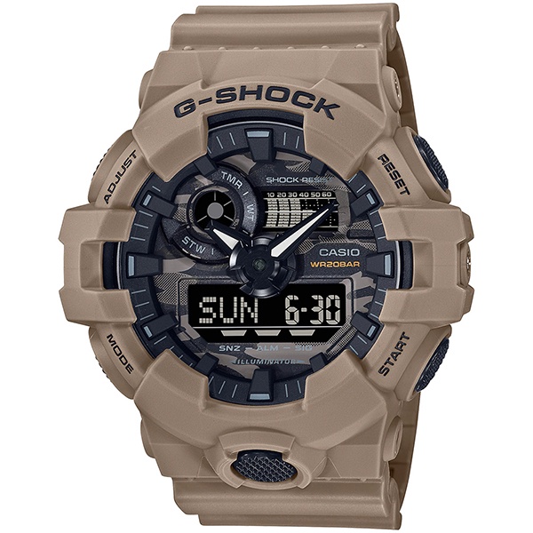 G-SHOCK 百搭迷彩 大地棕 大錶徑 雙顯系列 GA-700CA-5A_53.4mm