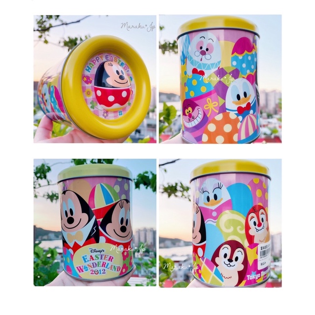 🇯🇵日本東京迪士尼園區限定 2012復活節彩蛋 米老鼠 米奇 米妮 愛麗絲 笑笑貓 時間兔 鐵盒 糖果盒 收納盒 盒子