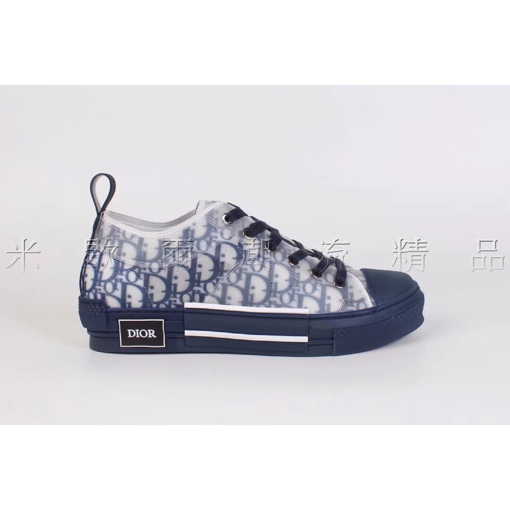 【品質保證實物拍攝】Dior B23 Oblique 低筒藍色 印花圖案 運動鞋 休閒鞋 男鞋 女鞋 情侶鞋 帆布鞋