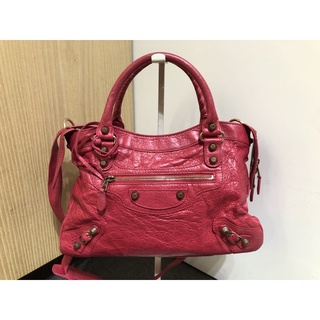 BALENCIAGA-紅色玫瑰金扣機車包-285434.527589-附防塵袋